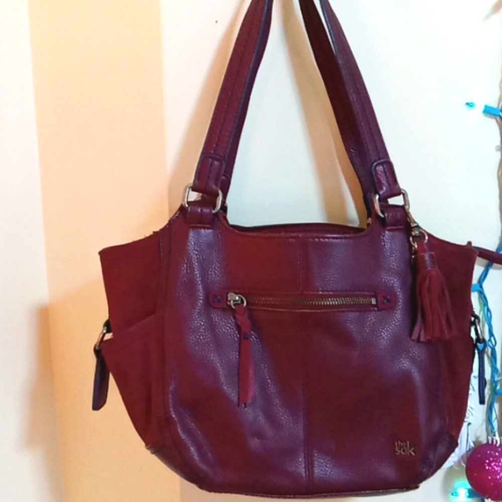 The Sak Kendra Burgundy Leather Satchel/Shoulder Bag Gem